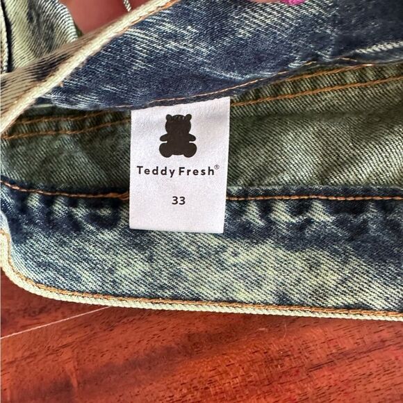 Teddy Fresh High-Rise Straight-Leg Acid Wash Jeans In Vintage Green Size 33 - Picture 8 of 9